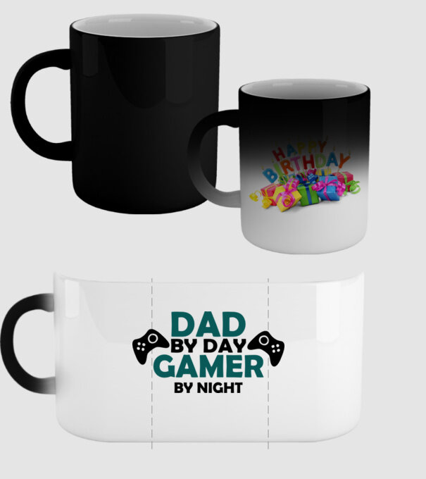 Dad by day gamer by night model negru pe tricou