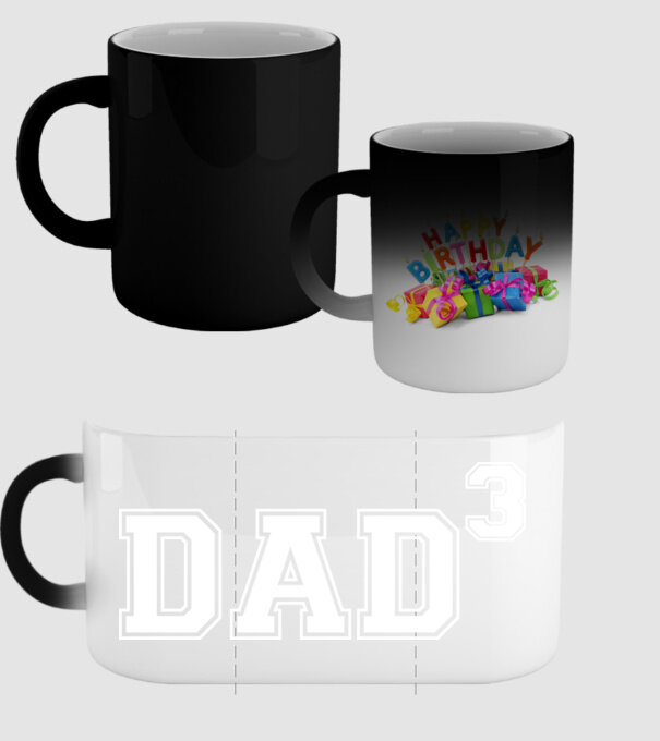 Dad for three model negru pe tricou