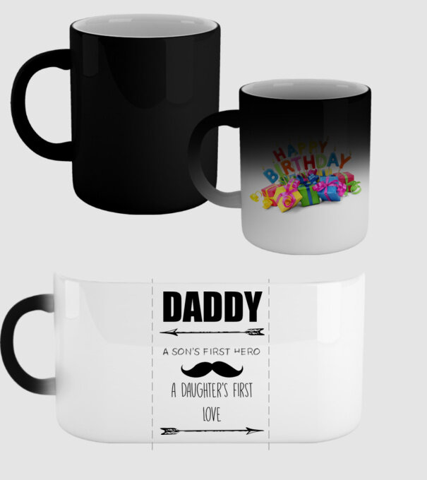 Daddy, a sons first hero, a daughters first love model negru pe tricou
