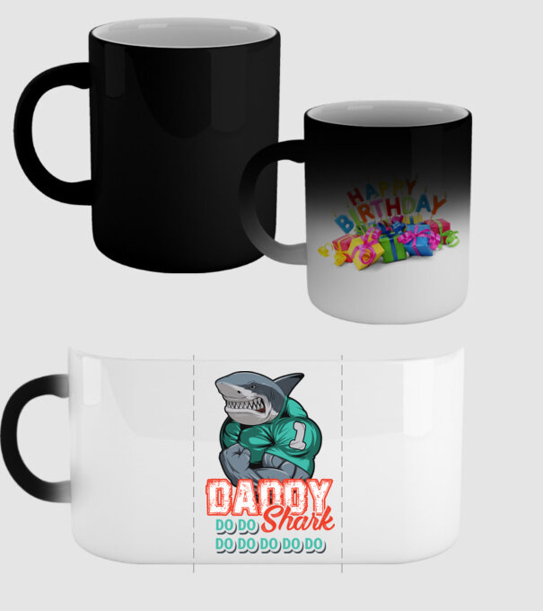 Daddy Shark do do do do model negru pe tricou
