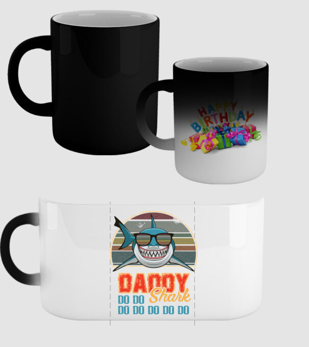 Daddy shark v2 model negru pe tricou