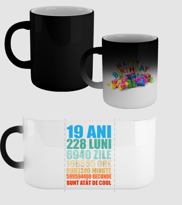 De 19 ani - luni - zile - ore - minute - secunde - sunt atât de cool model negru pe tricou