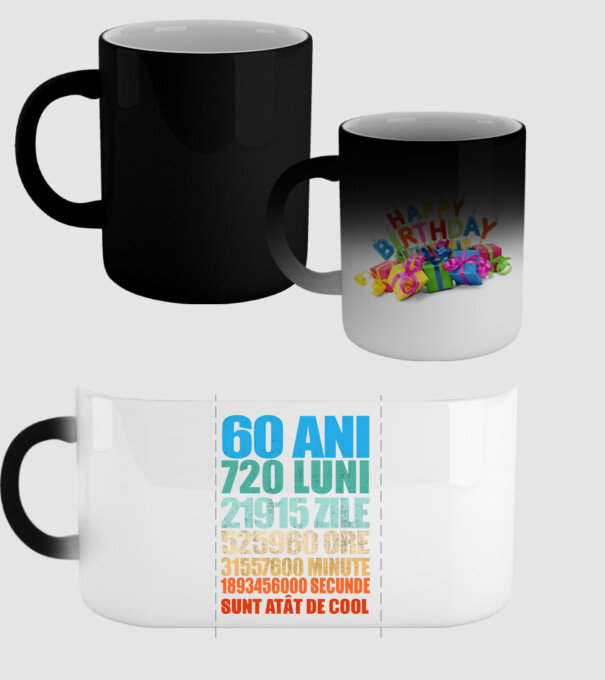 De 60 ani - luni - zile - ore - minute - secunde - sunt atât de cool model negru pe tricou