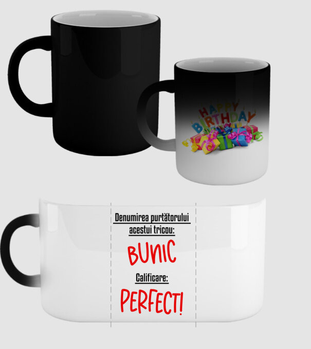 Denumirea purtătorului acestui tricou: bunic! Calificare: Perfect! model negru pe tricou