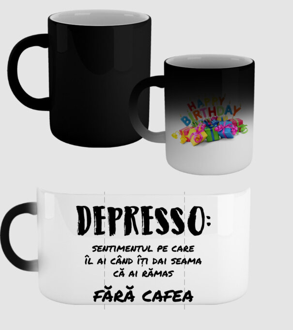 depresie: sentimentul pe care îl ai când îți dai seama că ai rămas fără cafea model negru pe tricou