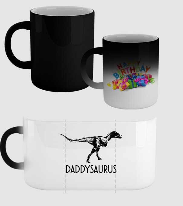 Familia de dinozauri Daddysaurus model negru pe tricou