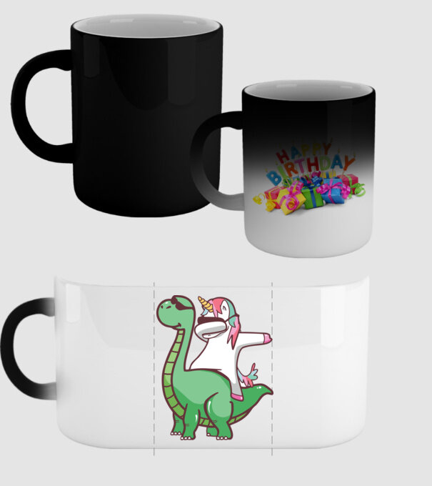 Dinozaur dabunicorn model negru pe tricou