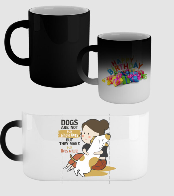 Dogs make our lives whole model negru pe tricou