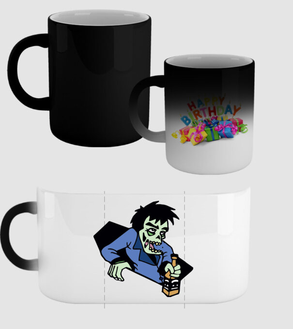 Drunk Zombie model negru pe tricou
