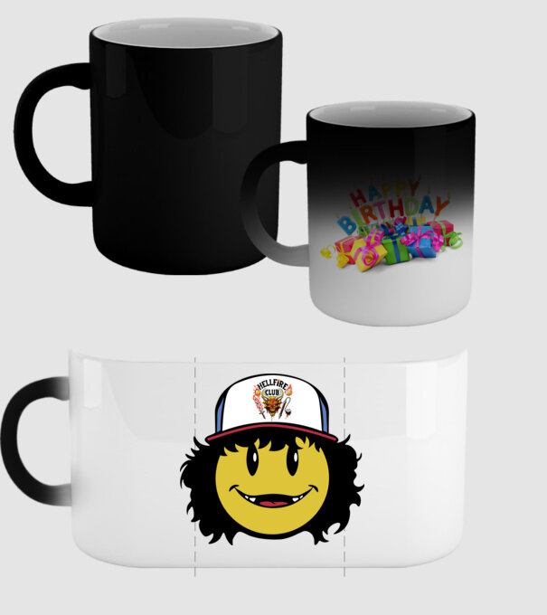 dustinhappyface model negru pe tricou