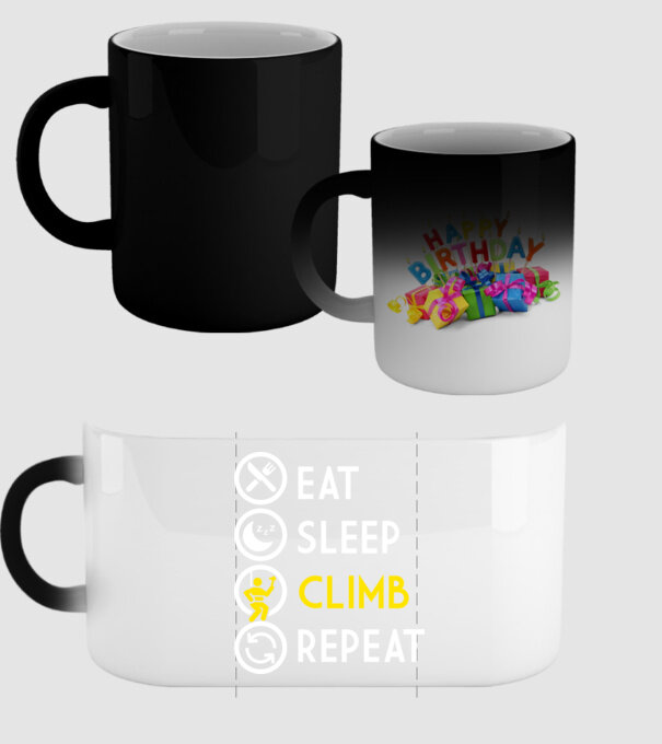 Eat sleep climb model negru pe tricou