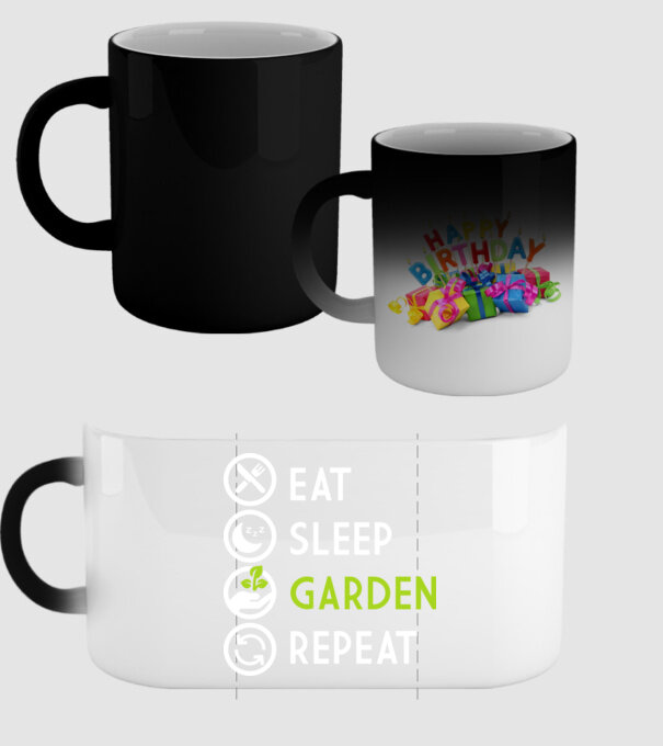 Eat sleep garden repeat model negru pe tricou