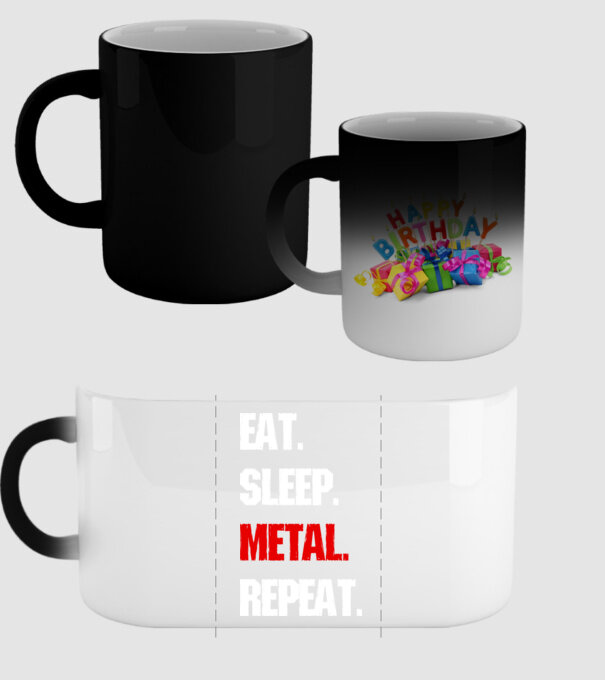 Eat sleep METAL repeat model negru pe tricou