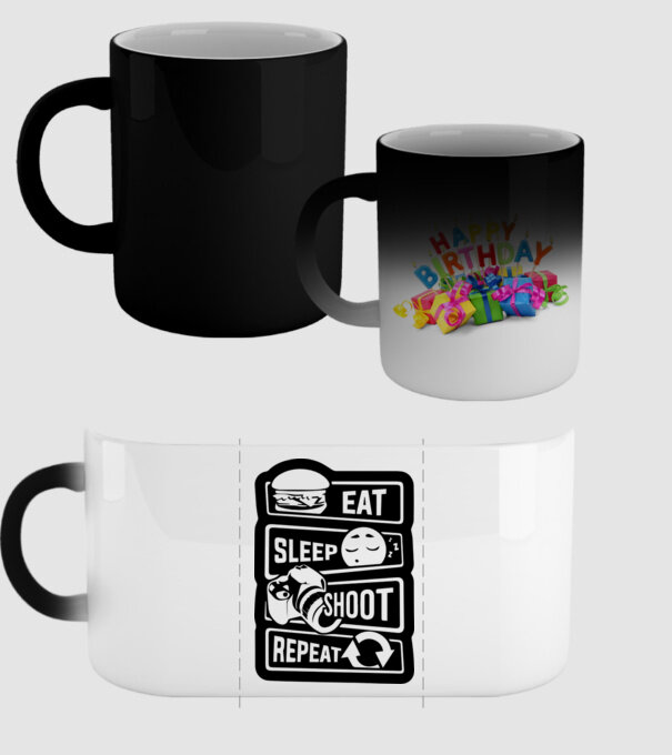 eat sleep shoot repeat model negru pe tricou