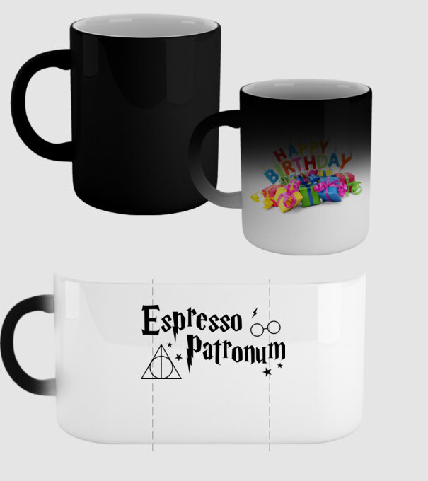 Espresso patronum model negru pe tricou