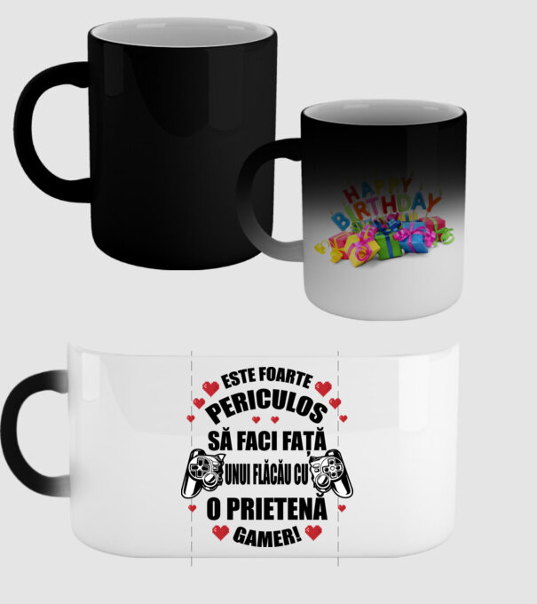 este foarte periculos să faci față unui flăcău cu o prietenă gamer! model negru pe tricou