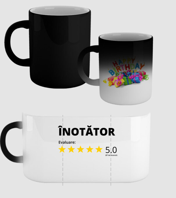 Evaluare 5 ÎNOTĂTOR model negru pe tricou