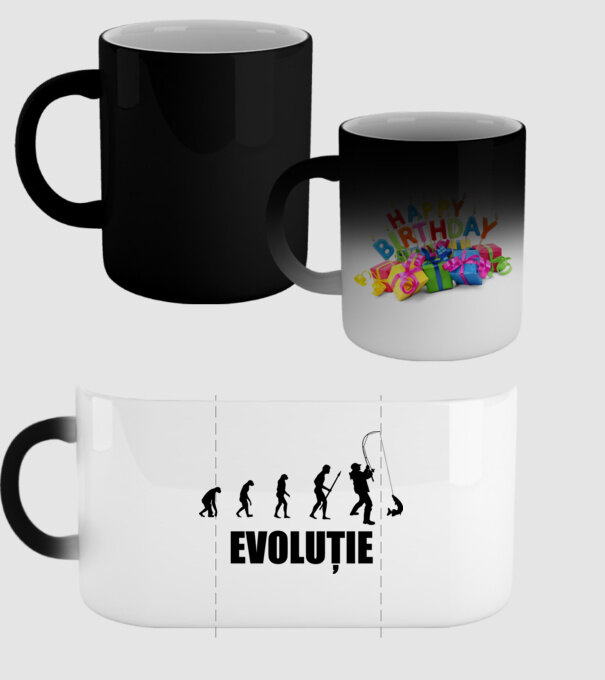 Evoluție Pescuit model negru pe tricou