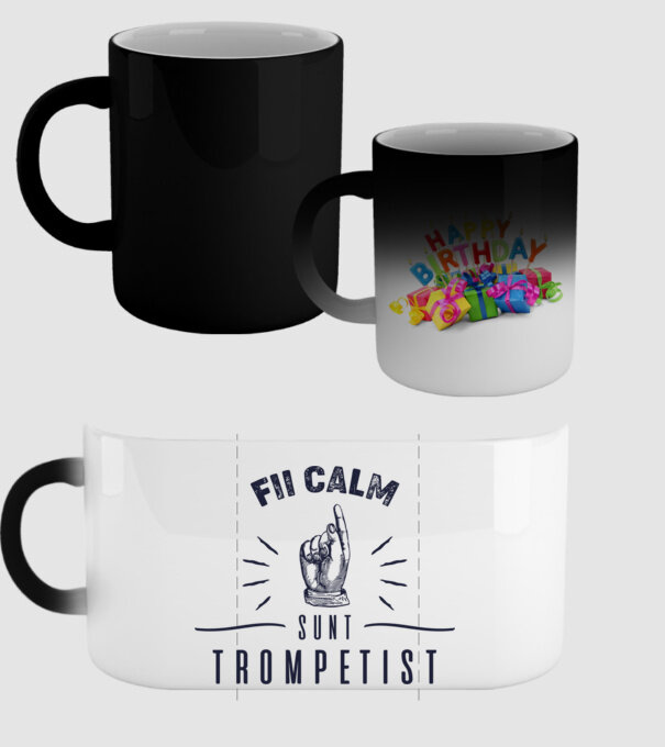 fii calm, sunt trompetist model negru pe tricou