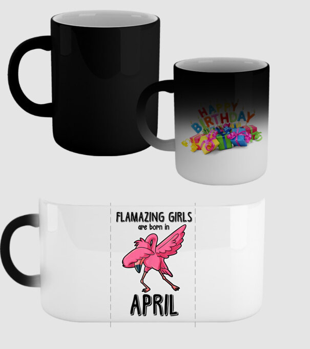 Flamazing girls are born in april black model negru pe tricou