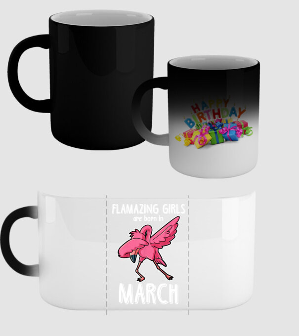 Flamazing girls are born in march model negru pe tricou