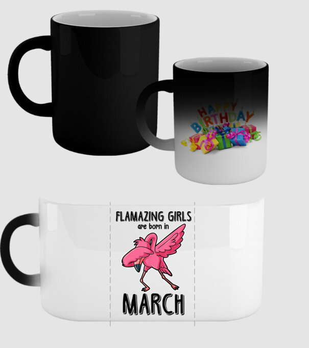 Flamazing girls are born in march black model negru pe tricou