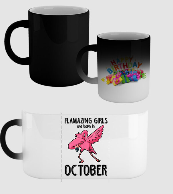Flamazing girls are born in october black model negru pe tricou