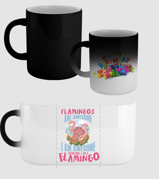 Flamingos are awesome model negru pe tricou