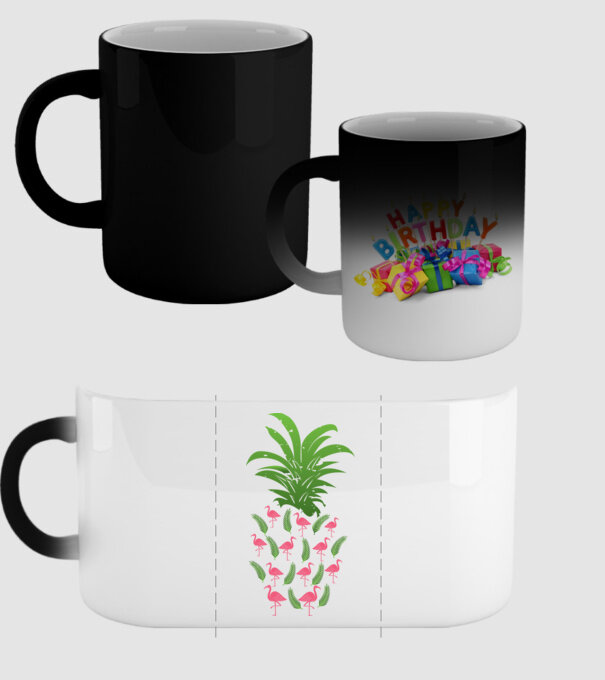 Flamingo ananas model negru pe tricou