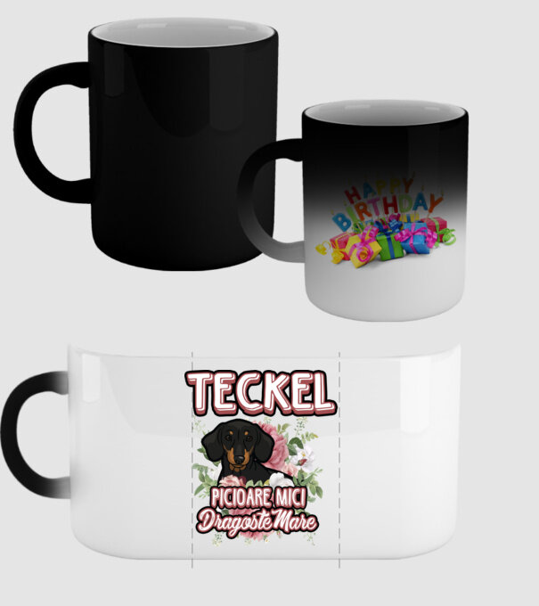 teckel : picioare mici dragoste mare model negru pe tricou