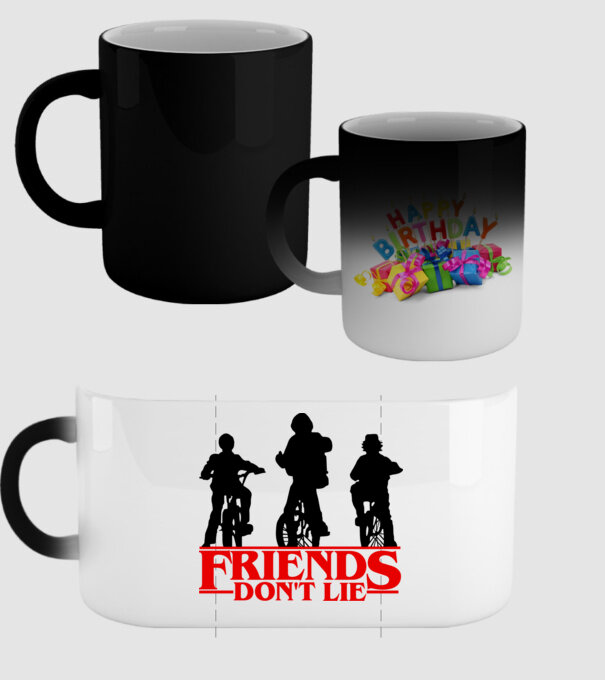 friends dont lie bicycle model negru pe tricou