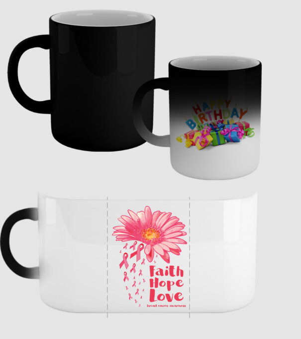 Gerbera faith hope love model negru pe tricou