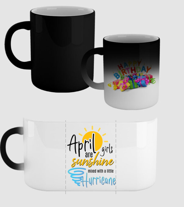 April Girls are Sunshine mixed with a little Hurricane model negru pe tricou