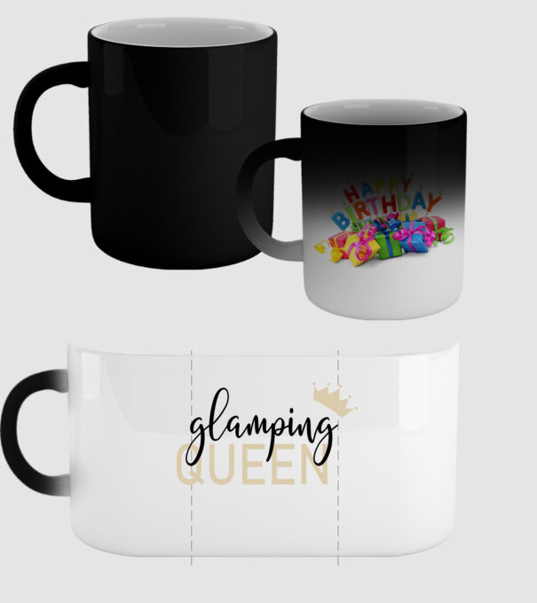 Glamping queen model negru pe tricou