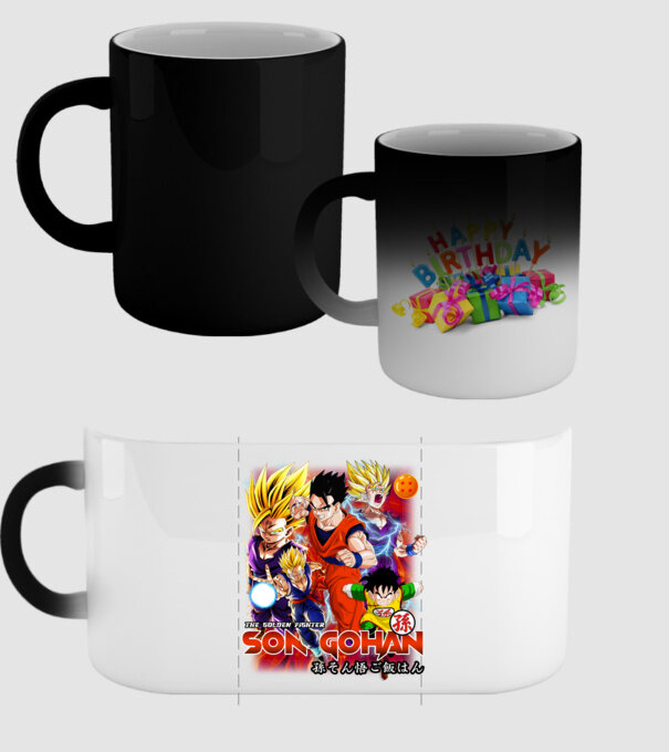 gohan dragonball model negru pe tricou