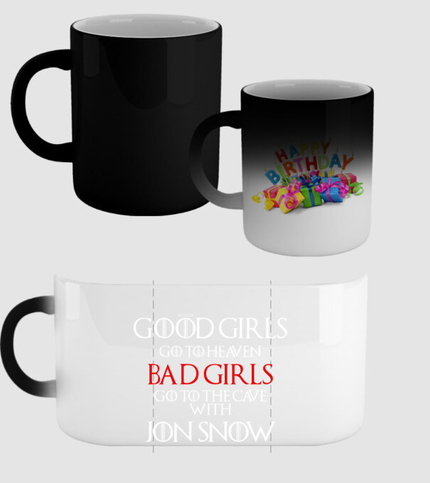 Good girls go to heaven, Bad girls fo to the cave with Jon Snow model negru pe tricou