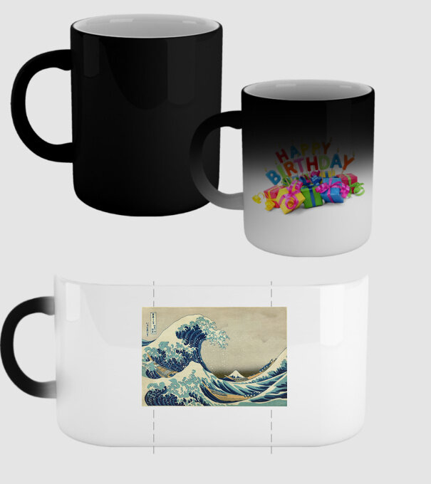 Great Wave of Kanagawa mască model negru pe tricou