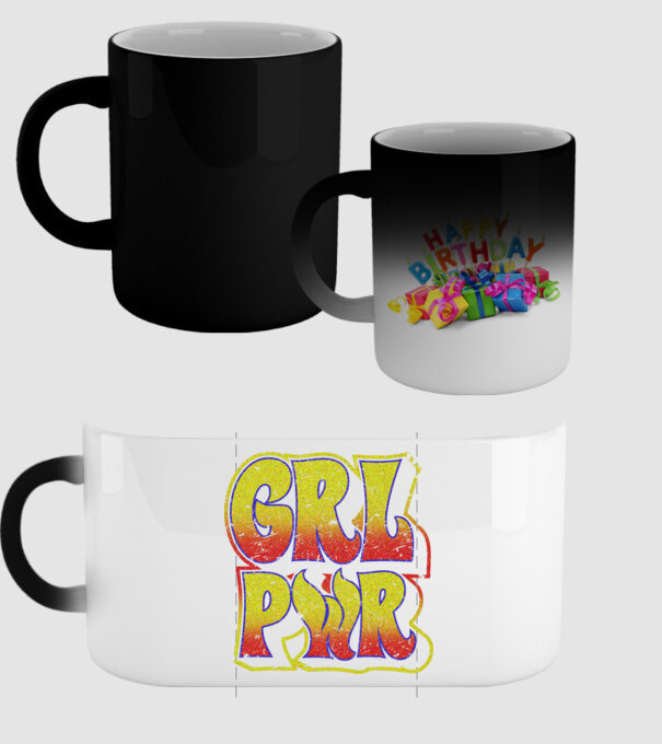 Girl Power retro model negru pe tricou