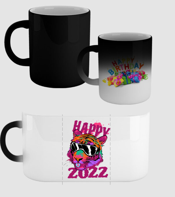 Happy 2022 tiger model negru pe tricou