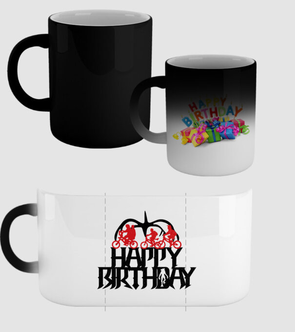 happy birthday stranger things model negru pe tricou