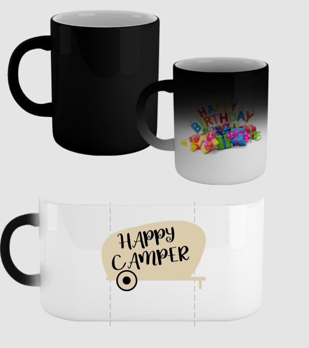 Happy camper text model negru pe tricou