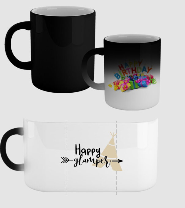 Happy glamper model negru pe tricou