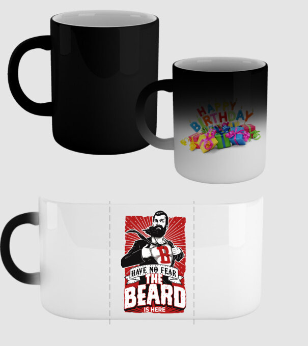 Have no fear the beard is here model negru pe tricou