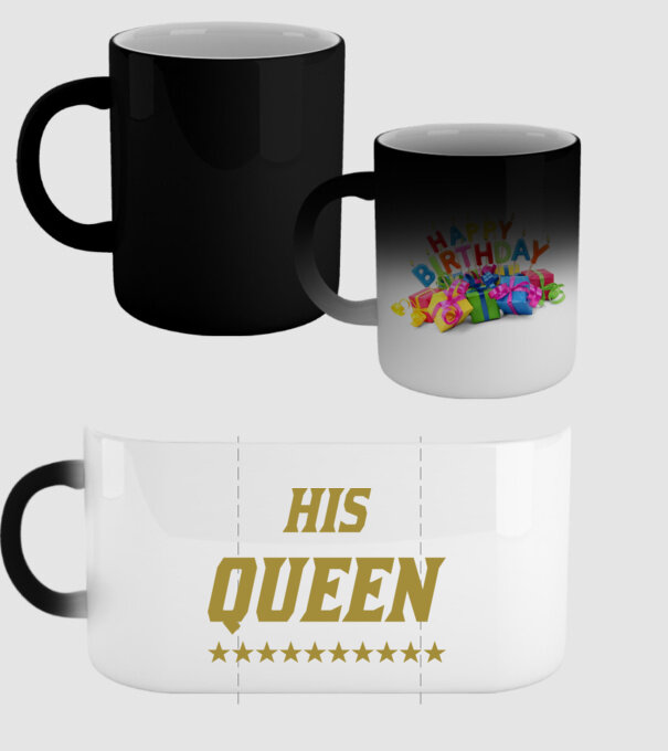 His Queen model negru pe tricou
