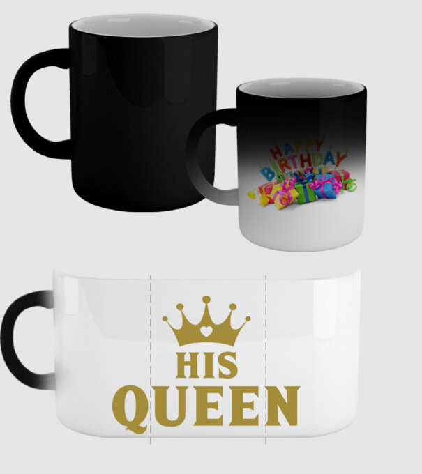 His Queen model negru pe tricou