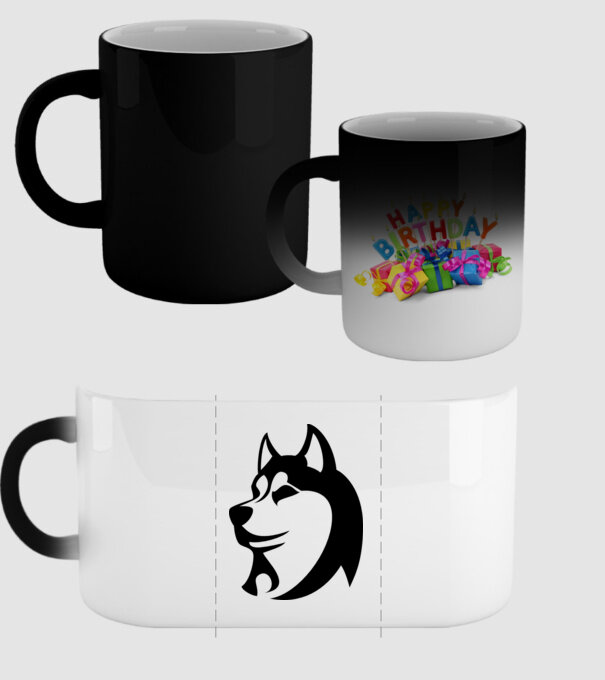 Husky model negru pe tricou