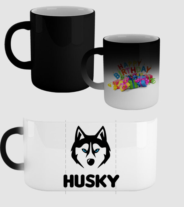 Husky băiat model negru pe tricou