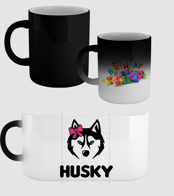 Husky fată model negru pe tricou