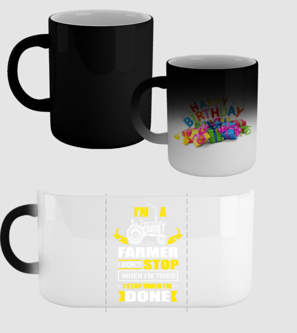 'I''m a farmer, i don''t stop when i''m tired' model negru pe tricou
