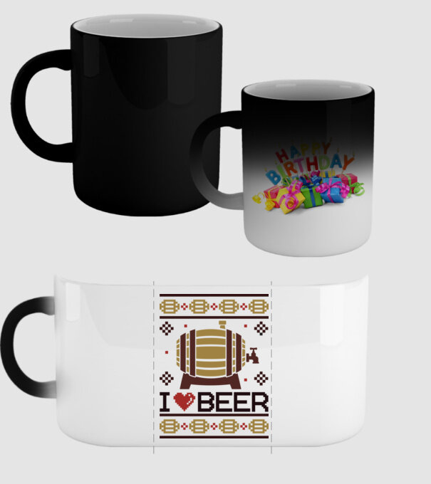 I love beer ugly sweater model negru pe tricou